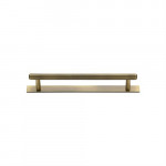 M Marcus Heritage Brass Knurled Design Cabinet Pull with Plate 96mm Centre to Centre